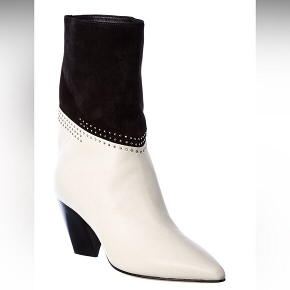 NEW Jimmy Choo Leather Suede Studded Timeless Two-Tone Crystal Bear 65 Bootie … - Picture 14 of 16